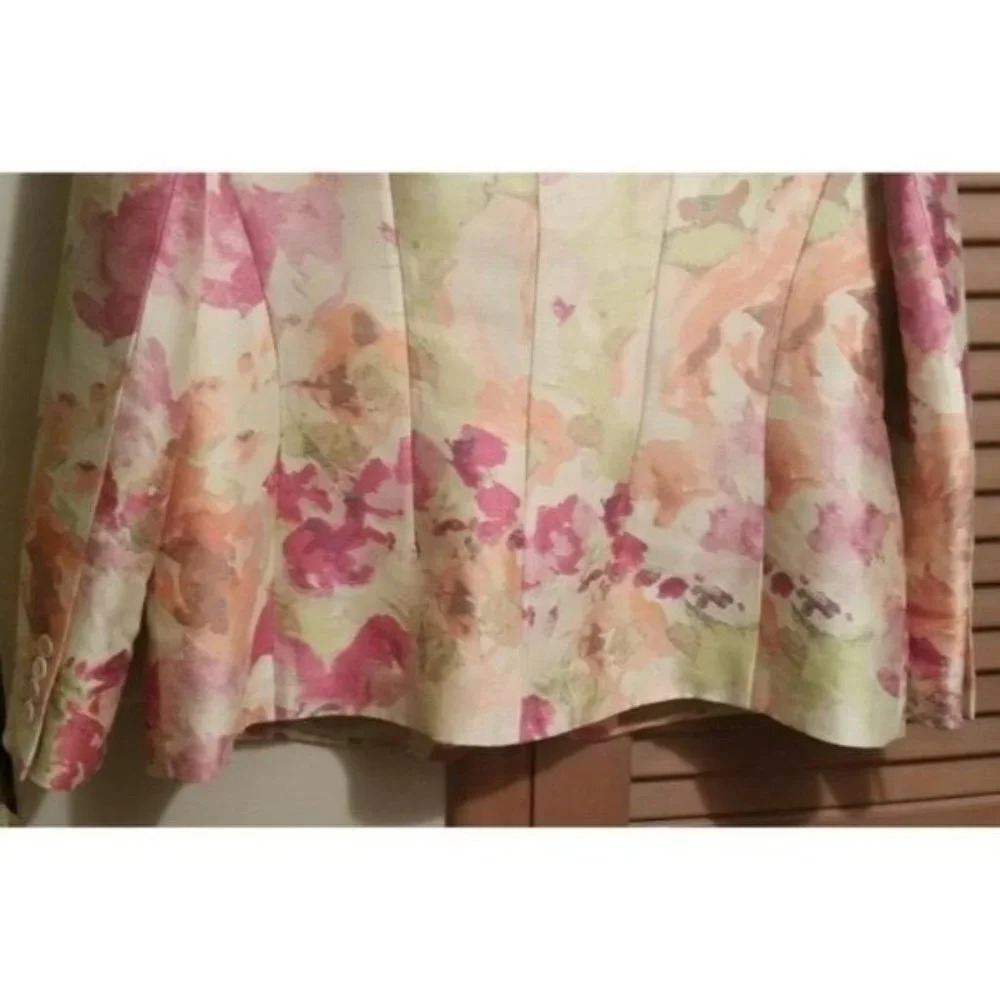 RENA LANGE Floral Print Button Jacket Designer - Picture 7 of 11